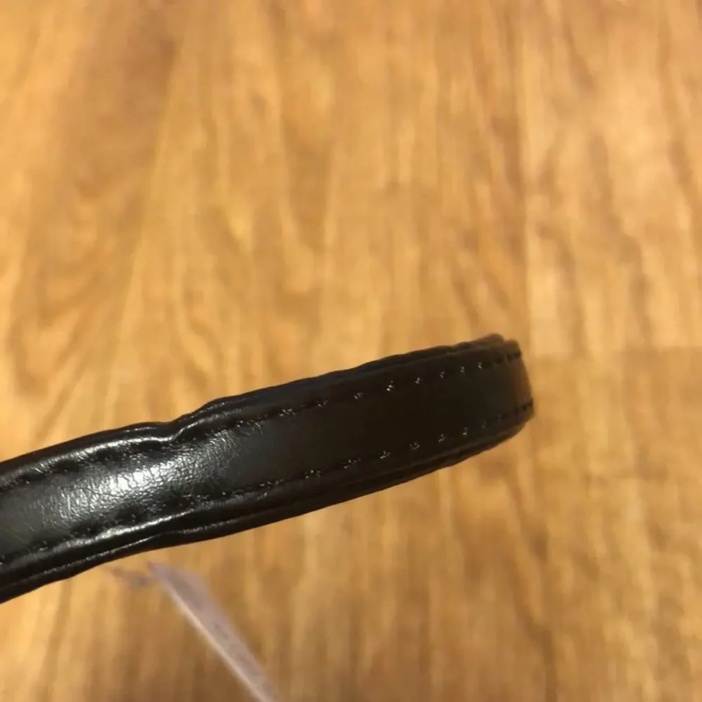 Martha Stewart Black and Silver Leather Buckle Dog Collar Size 14